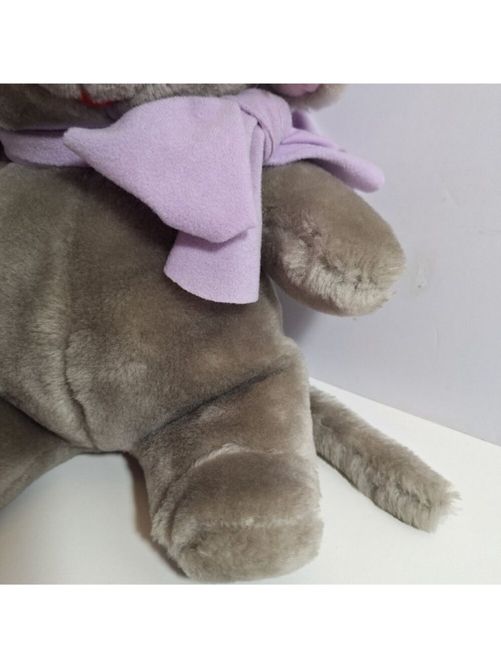 Disney Bianca Plush Mouse Purple Bow 16" Vintage 80s Made in Korea - Picture 10 of 16